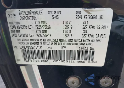 2005 Jeep Liberty Sport z USA, uszkodzony, nr VIN 1J4GL48KX5W714171